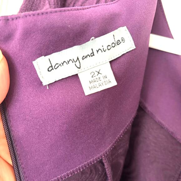 Danny & Nicole Womens 2X Purple Textured Knit Fit & Flare Dress Career Party - Picture 3 of 9